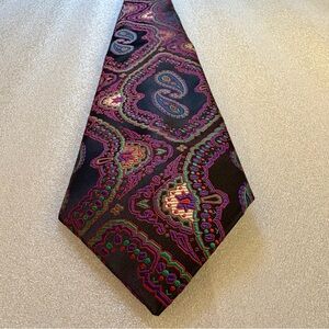 Verse 9 Elegant Paisley Silk Tie in Purple/Red/Green and Black.  Good Condition.